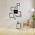 3D Diy Acrylic Wall Clock Modern Design Clock Decoration Living Room Quartz Acrylic Creative Square Mirror Stereo Wooden Wall Clock - Acrylic Wall Clock Golden Black / Silver Black